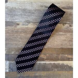 DONA DONA Black with Pink Dots Hand Made 100% Silk Mens Neck Tie